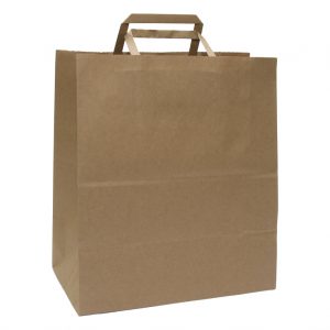 Bolsa de papel con manija kraft manija plana